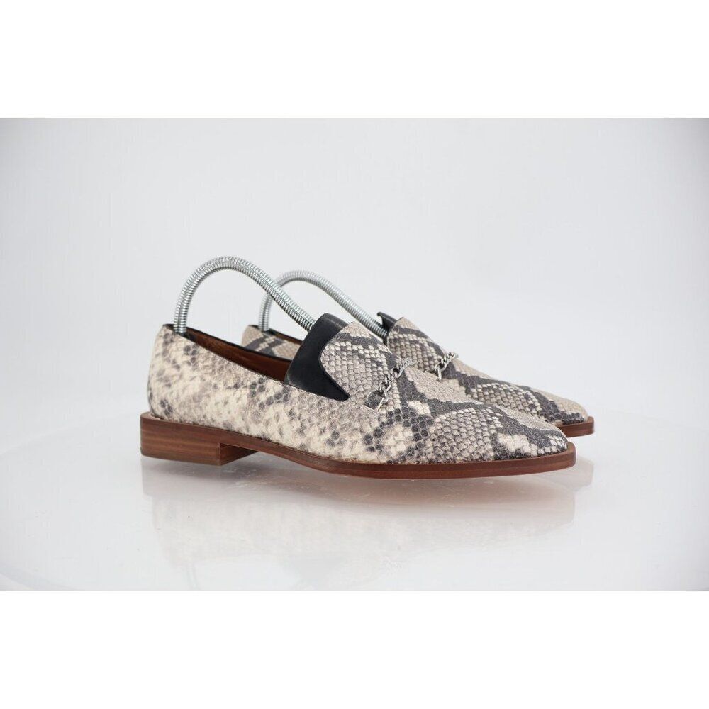 Franco Sarto Basha Loafers Womens Size 8 Gray Beige Snake Print Slip On Shoes